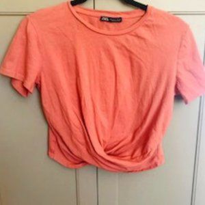 Zara Cropped Knotted/Gathered Front Top